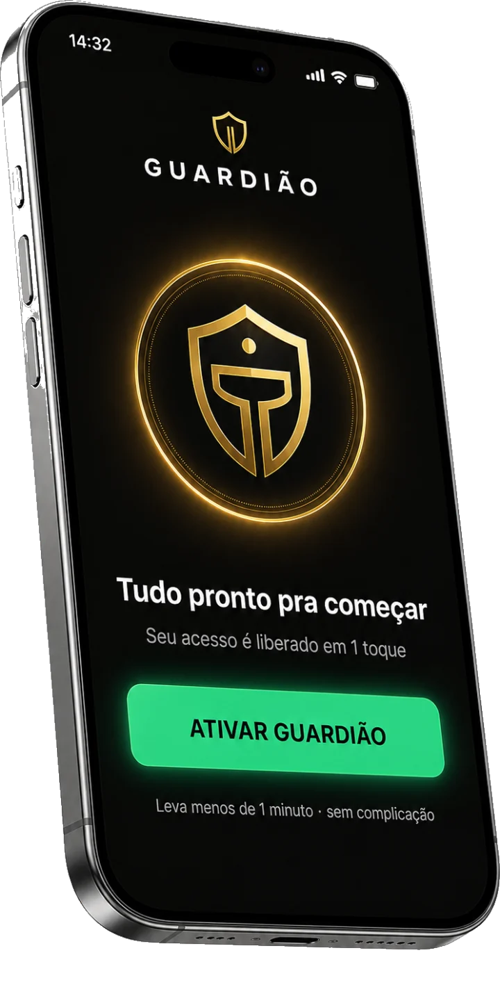 Tela: ativar o GUARDIÃO em 1 toque
